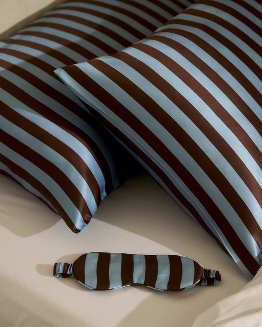 Silk Pillowcase Iced Chocolate Stripe