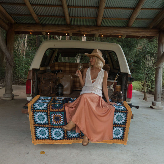 Granny Square Throw Kingfisher
