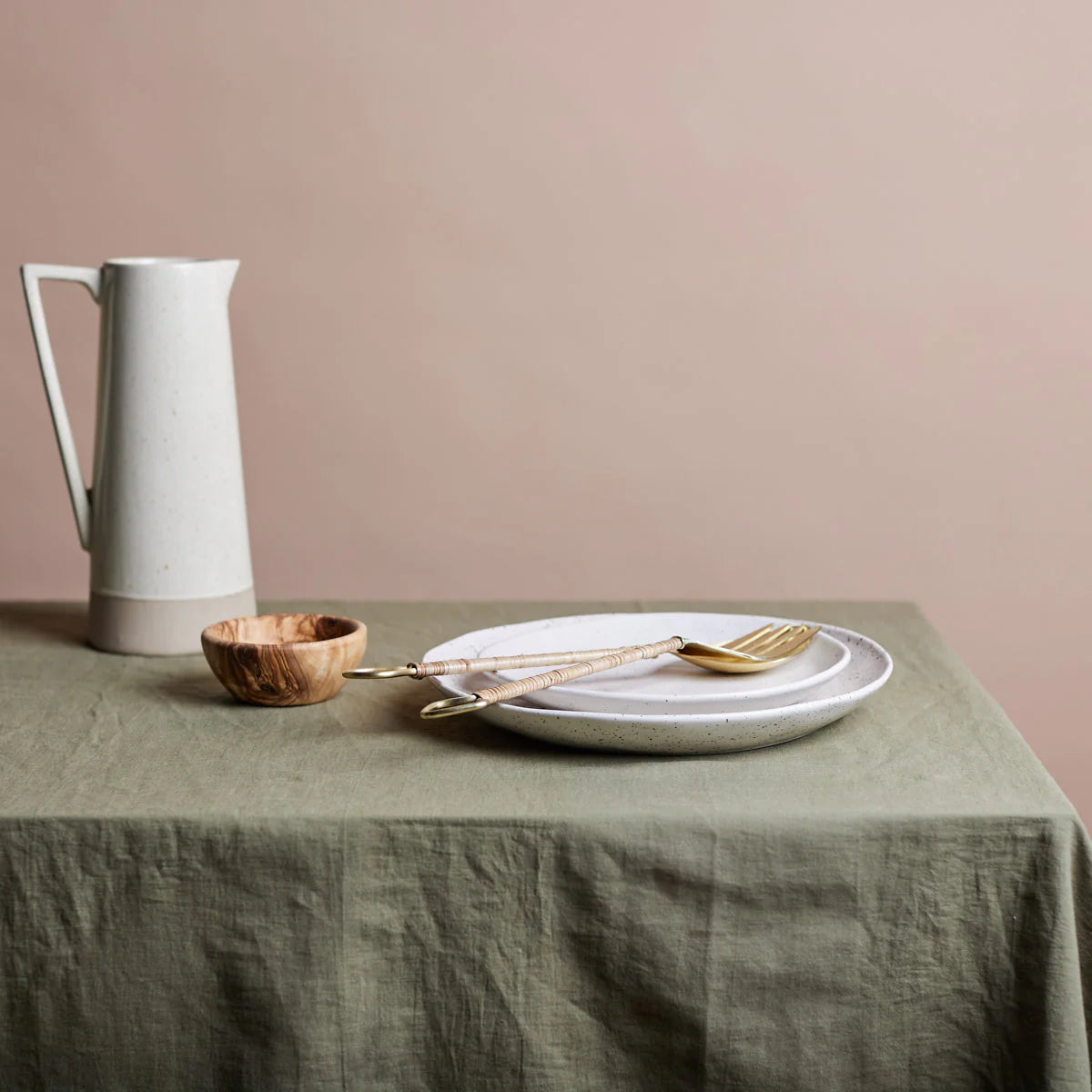 Shore Linen Blend Tablecloth Olive Large 180cm x 400cm