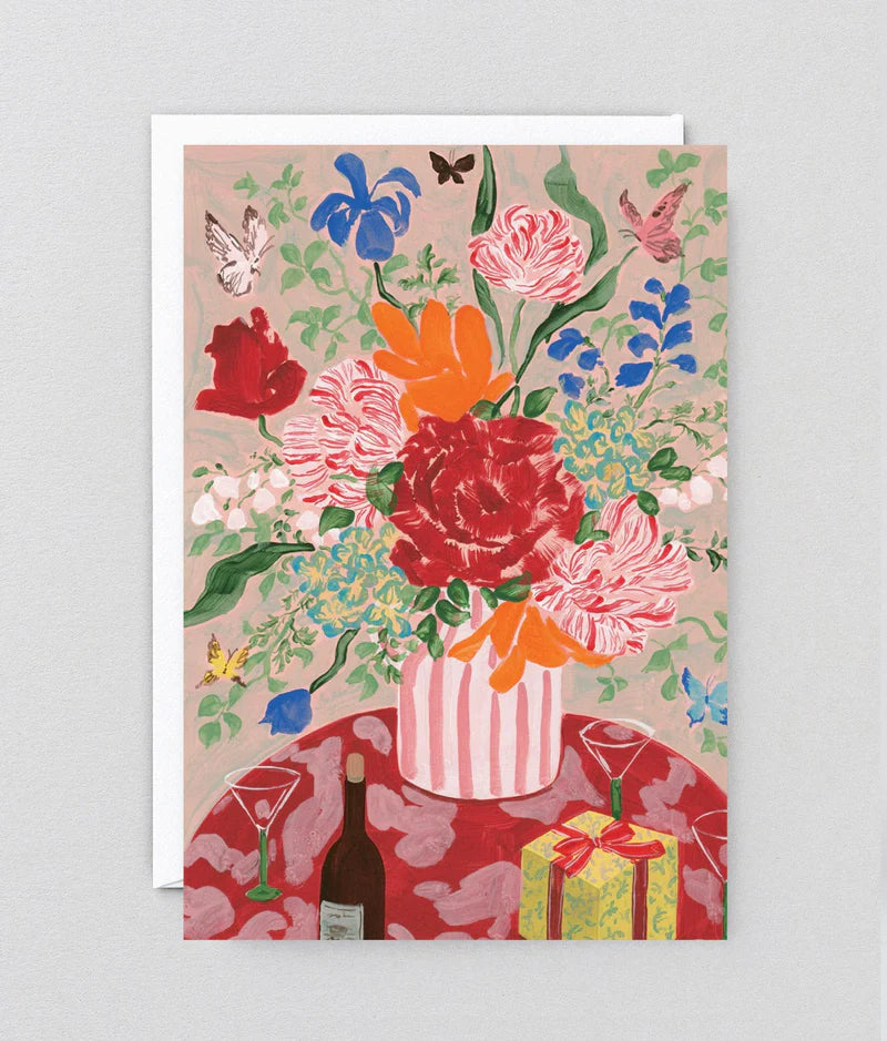 Bouquet and Champagne Card