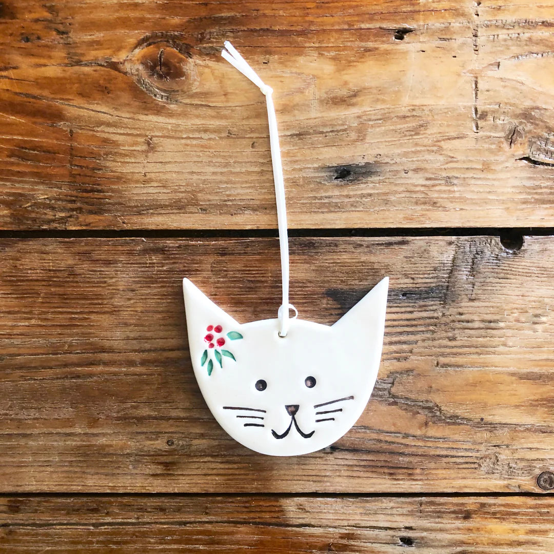 Ceramic Christmas Cat Ornament