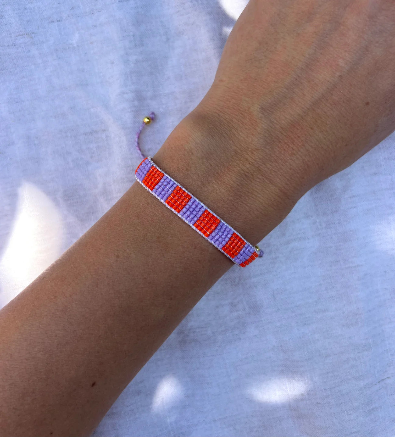 Lilac + Orange Beaded Bracelet