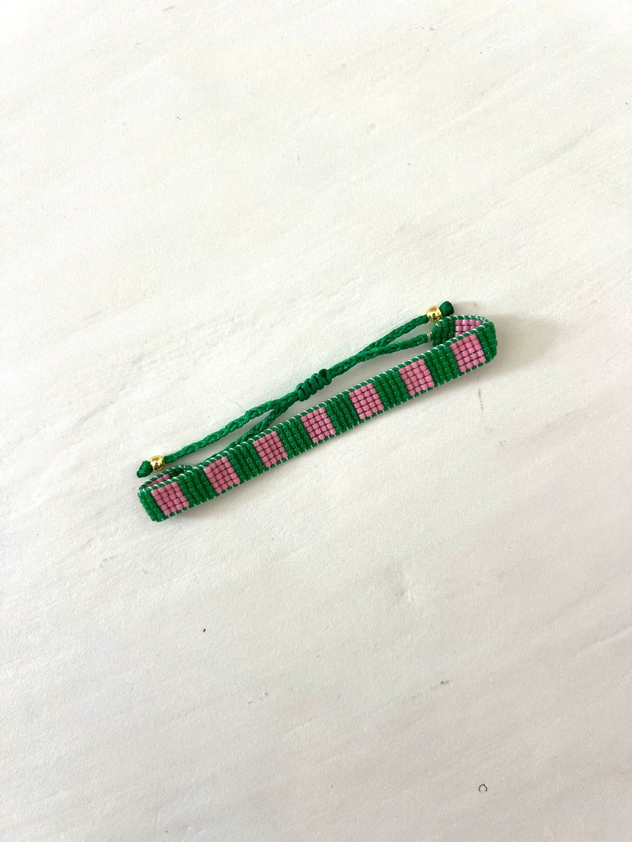 Green + Pink Beaded Bracelet