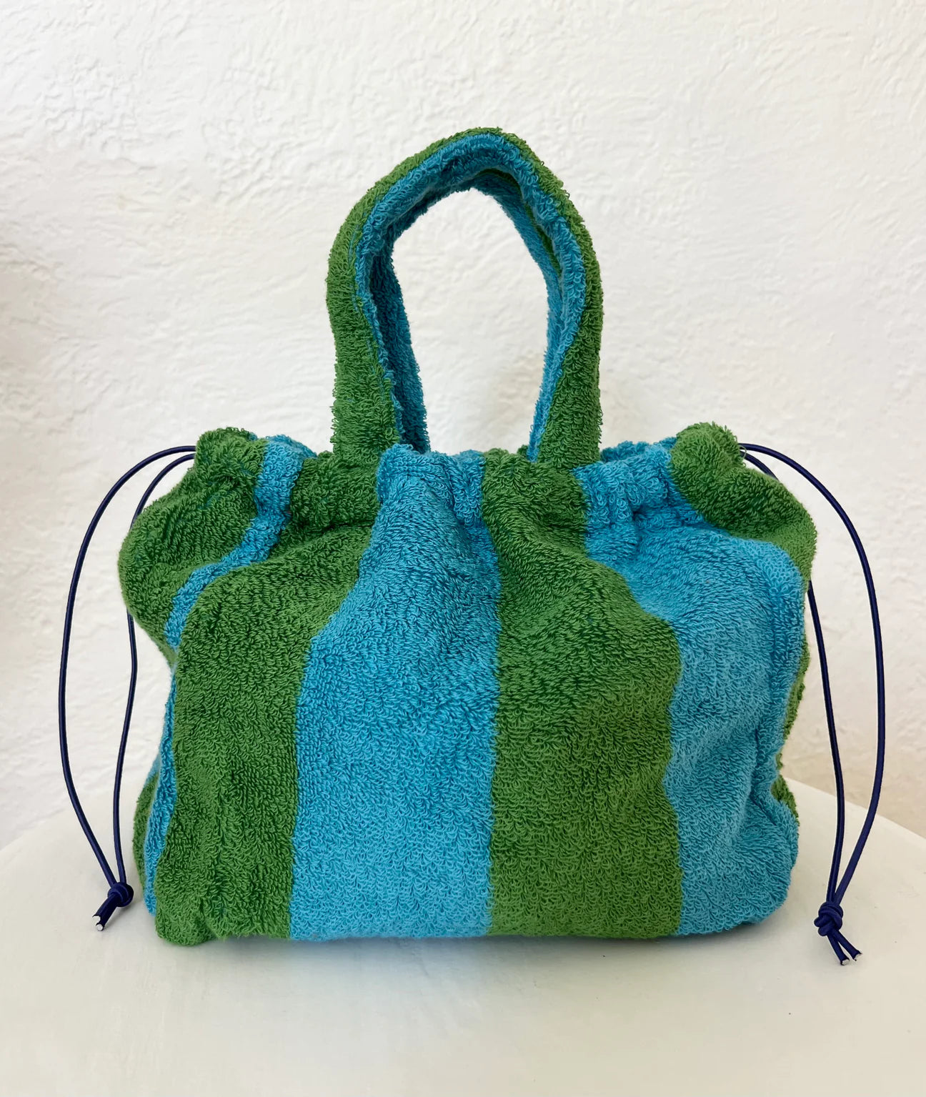 Mini Terry Towelling Bag ~ Green + Blue