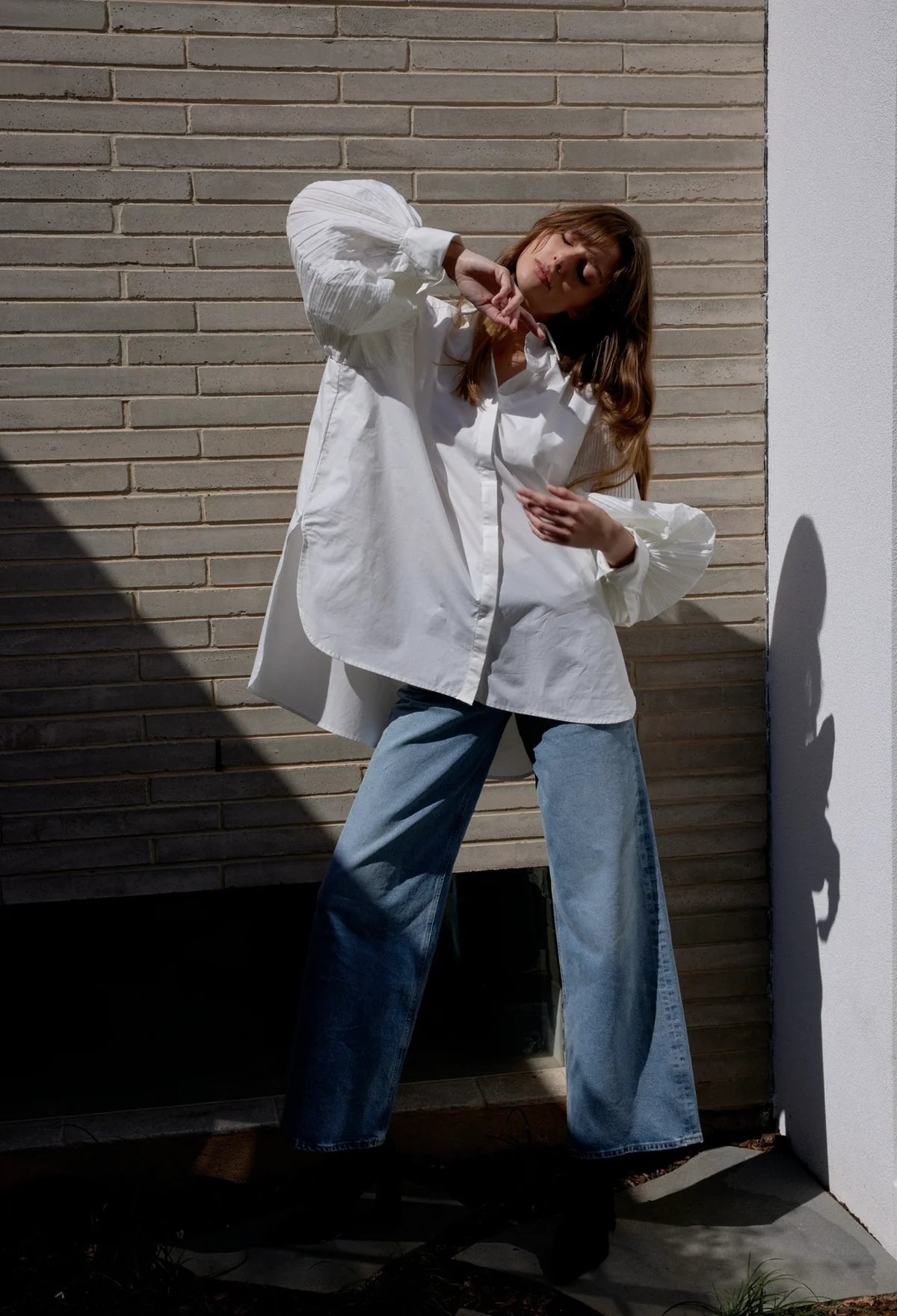 Harlow Pleat Shirt Ivory