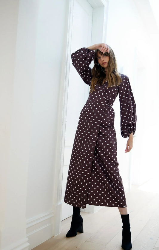 Ines Wrap Dress Maxi Dotty