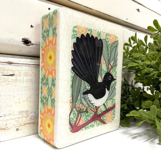 Willie Wagtail Mini Art Tile
