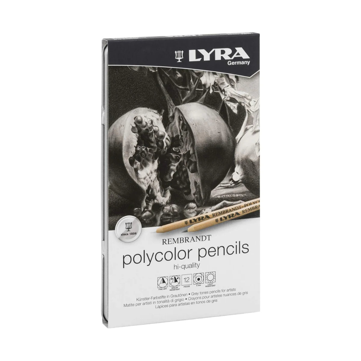 LYRA Rembrandt Polycolour Tin 12 Assorted Grey Tones