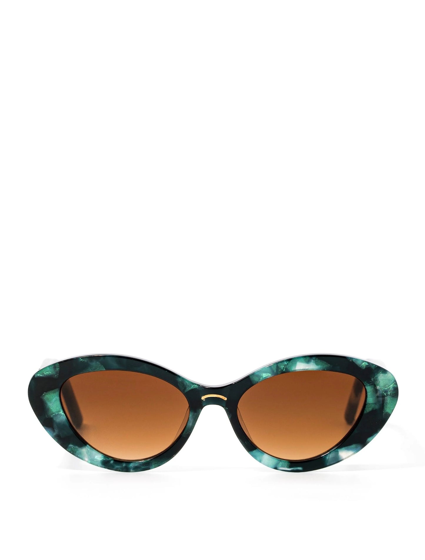 Glowella ~ Oval shaped Emerald green flecked sunglasses