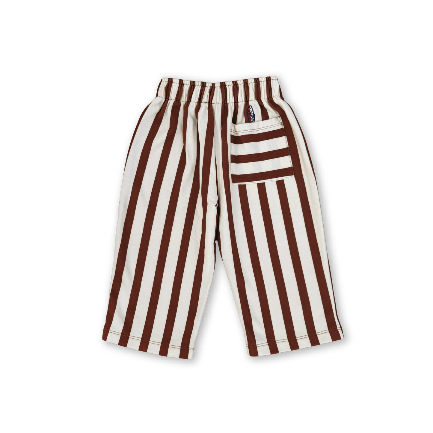 Organic French Terry Striped Pants - Maroon