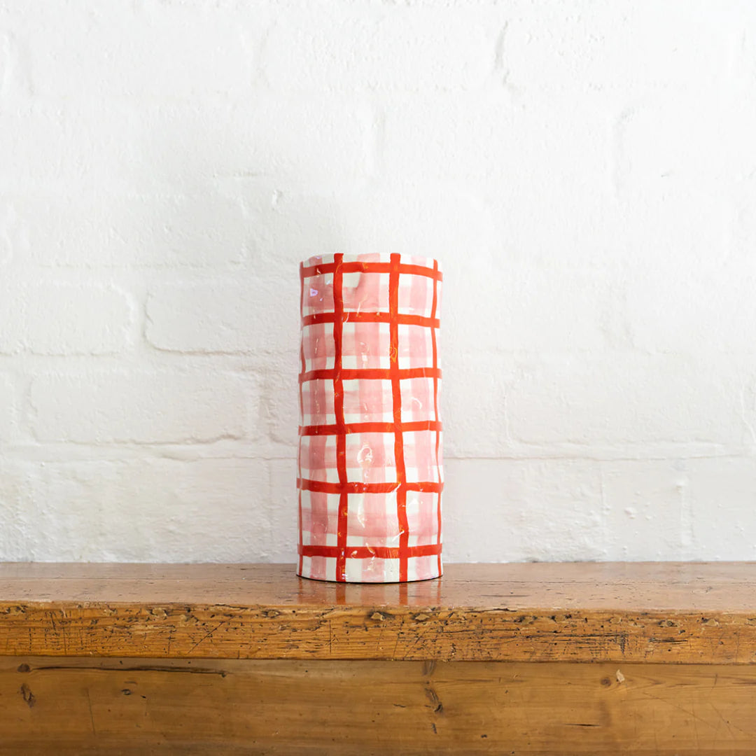 Large Gingham Vase