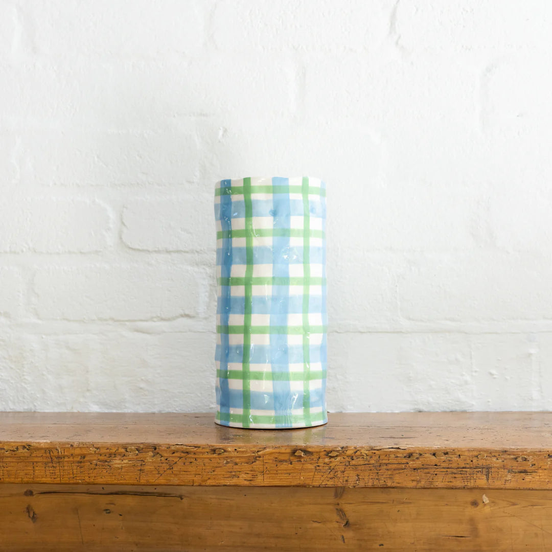 Large Gingham Vase