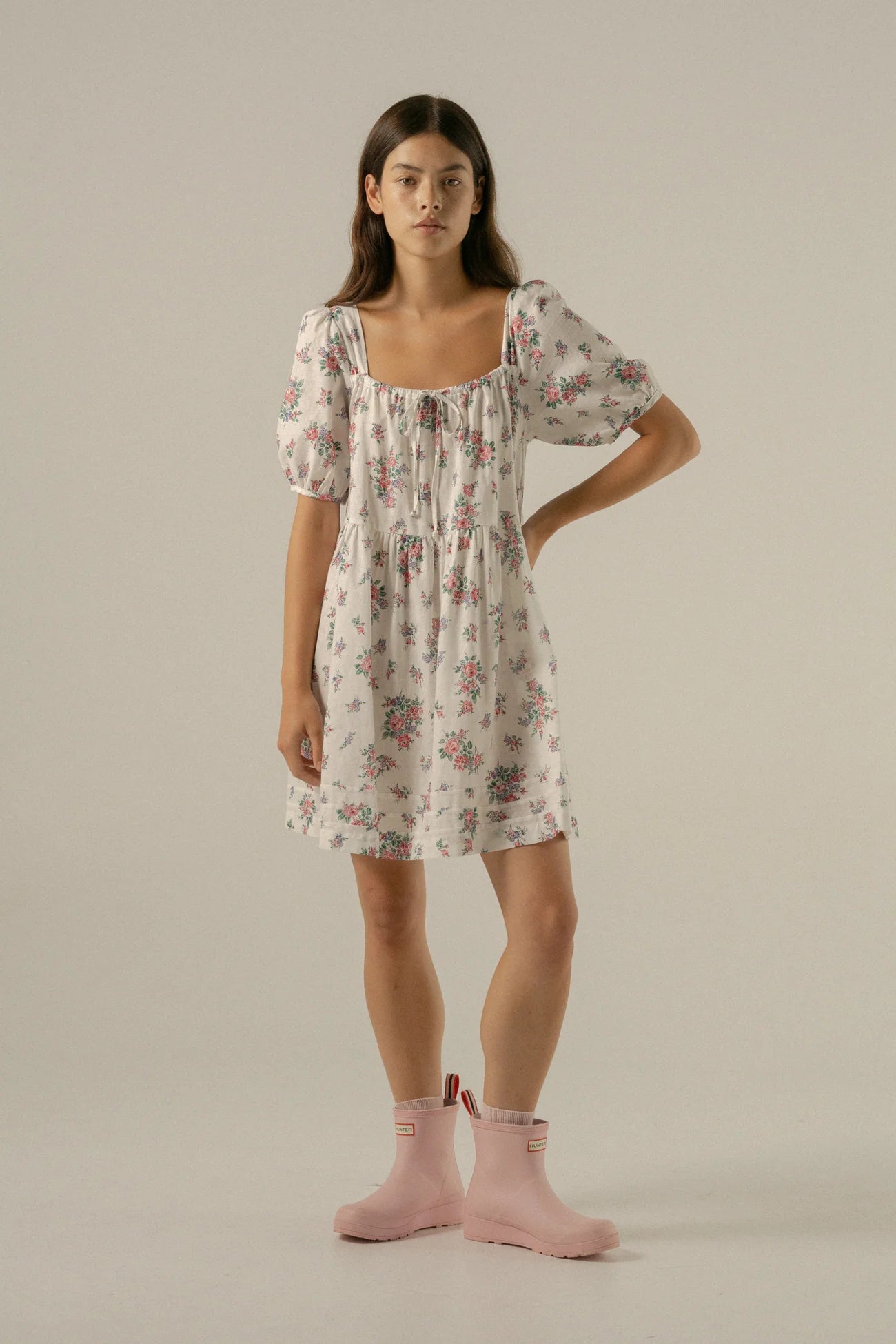 Ivy Smock Mini Dress in Ivy Lilac Garden