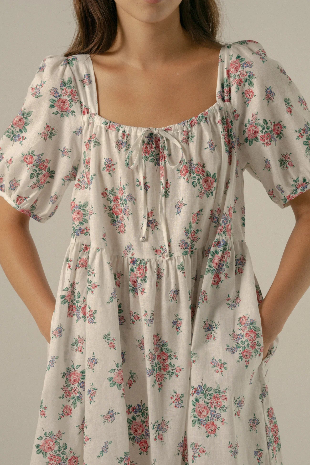 Ivy Smock Mini Dress in Ivy Lilac Garden