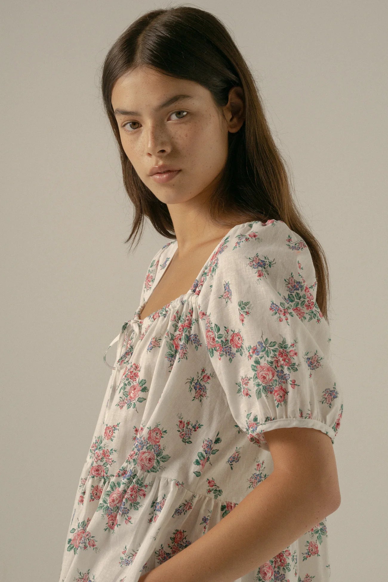 Ivy Smock Mini Dress in Ivy Lilac Garden