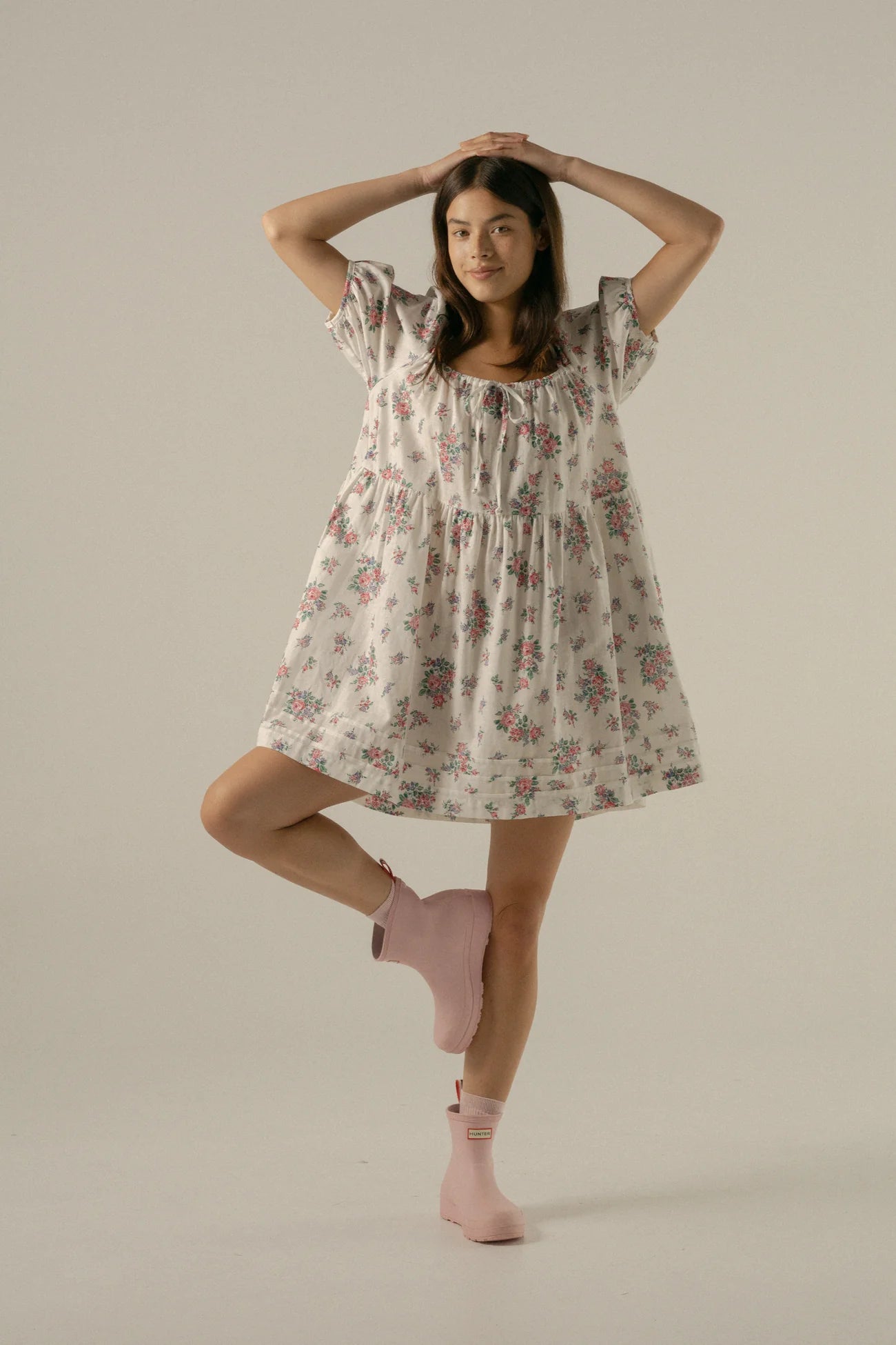 Ivy Smock Mini Dress in Ivy Lilac Garden