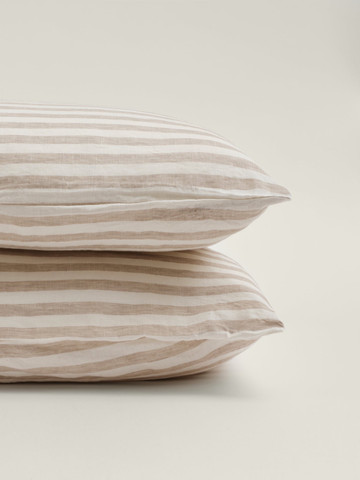 100% Linen Pillowcase Set of 2 Wide Natural Stripe