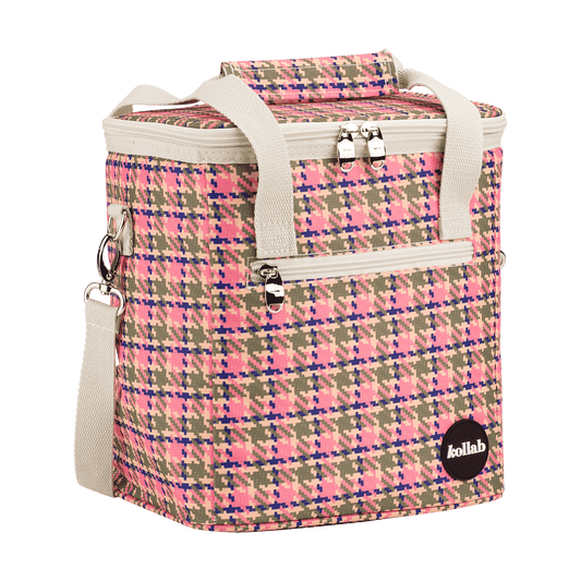 Mini Cooler Pink Houndstooth