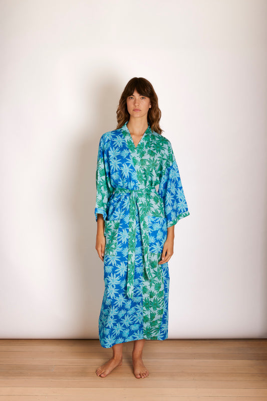 Flannel Flower Blue Green Robe