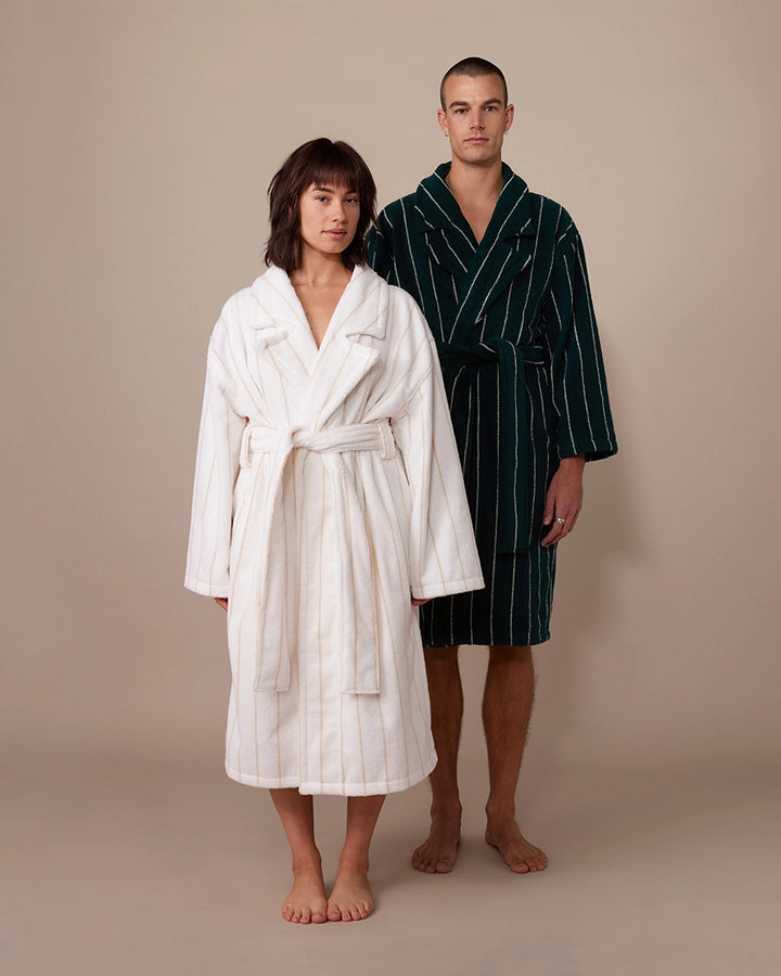 Biscuit Pin Stripe Terry Robe