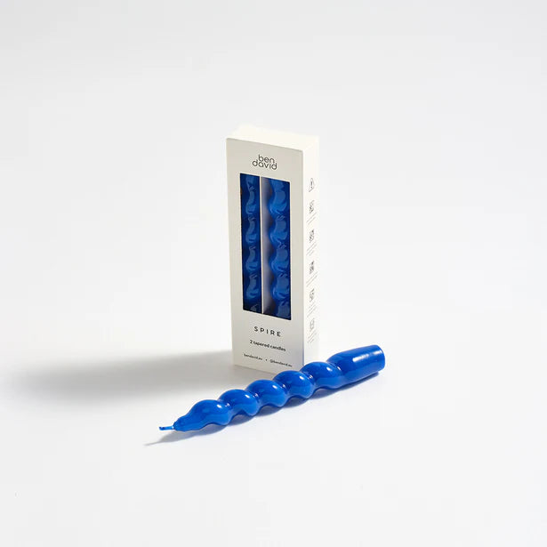 Spire Candle Sticks Pair Cobalt