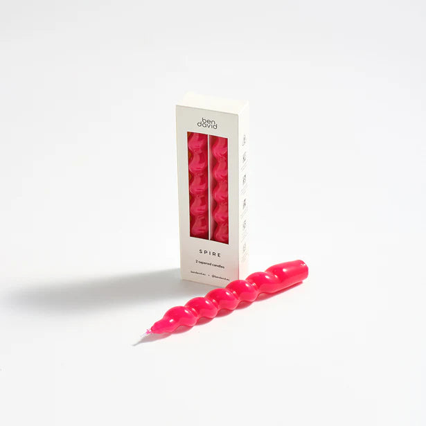 Spire Candle Sticks Pair Magenta