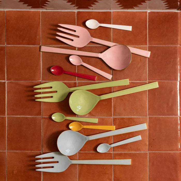 Enamel Pink Salad Servers (set of 2)