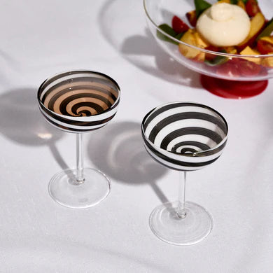 Swirl Coupe Glass Set of 2 Black + White