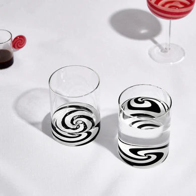 Swirl Tumblers Set of 2 Black + White