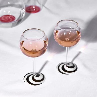 Swirl Wine Glass Set of 2 Black + White