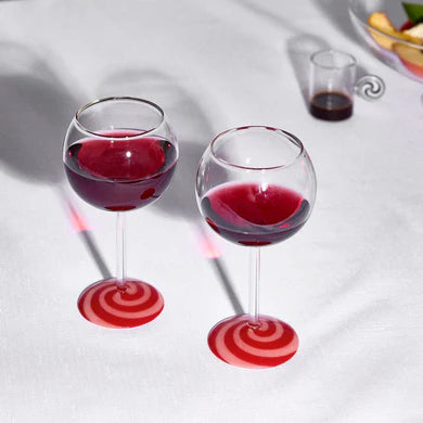 Swirl Wine Glass Set of 2 Red + Pink