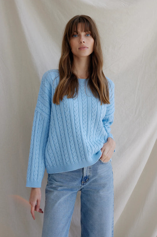 Willa Cable Knit Sky