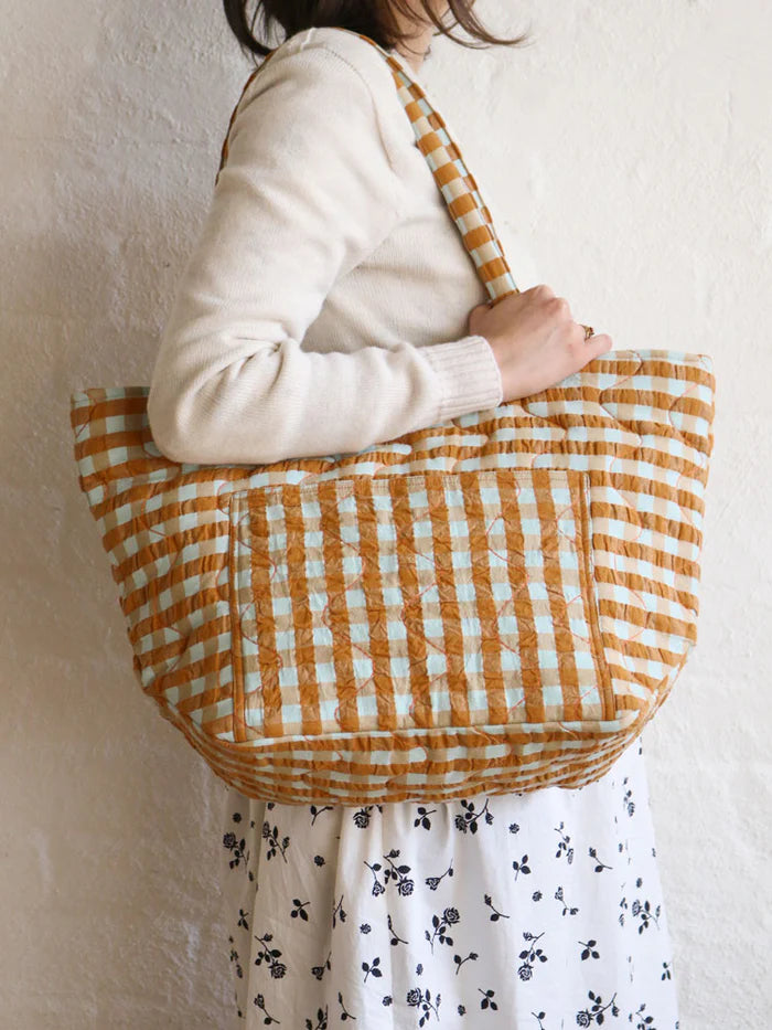 Honey Blue Seersucker Quilted Bag