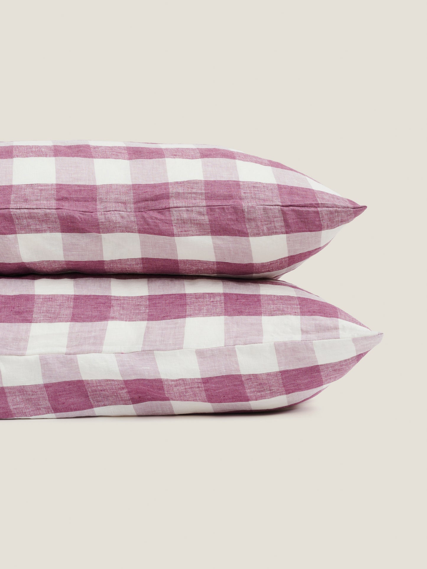 100% Linen Pillowcase Set of 2 Lavender Check