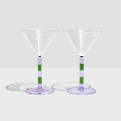 Striped Martini Glass Set of 2