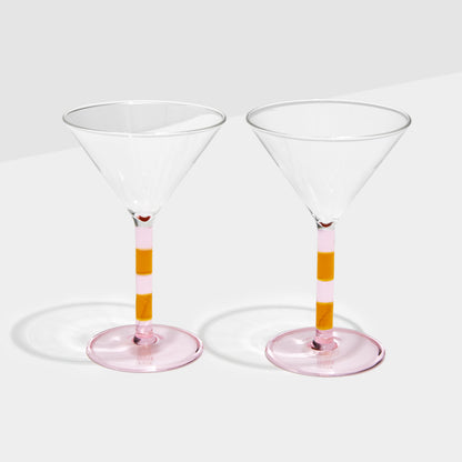 Striped Martini Glass Set of 2