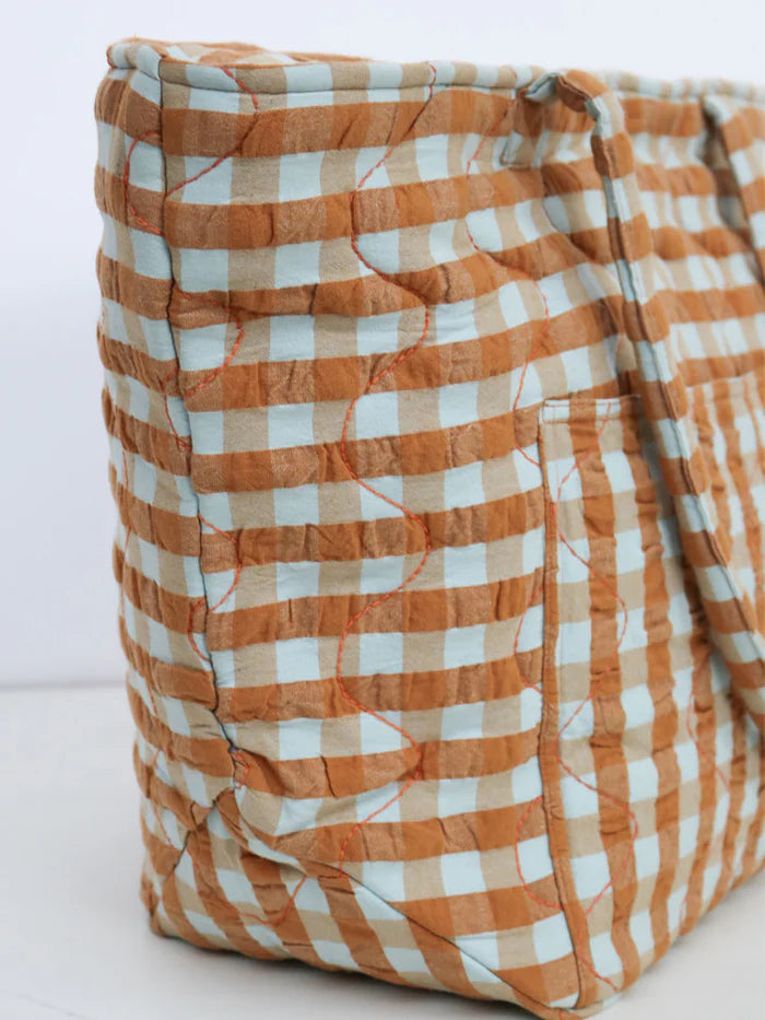 Honey Blue Seersucker Quilted Bag