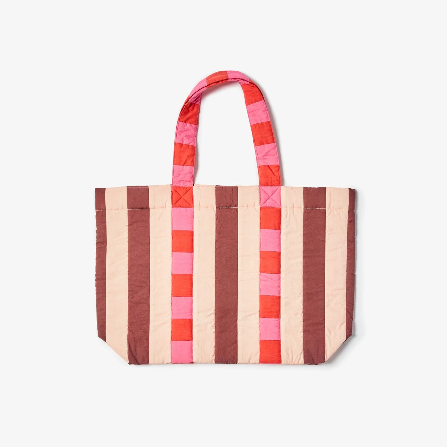 Stripe Pink Cerise Quilted Tote Bag