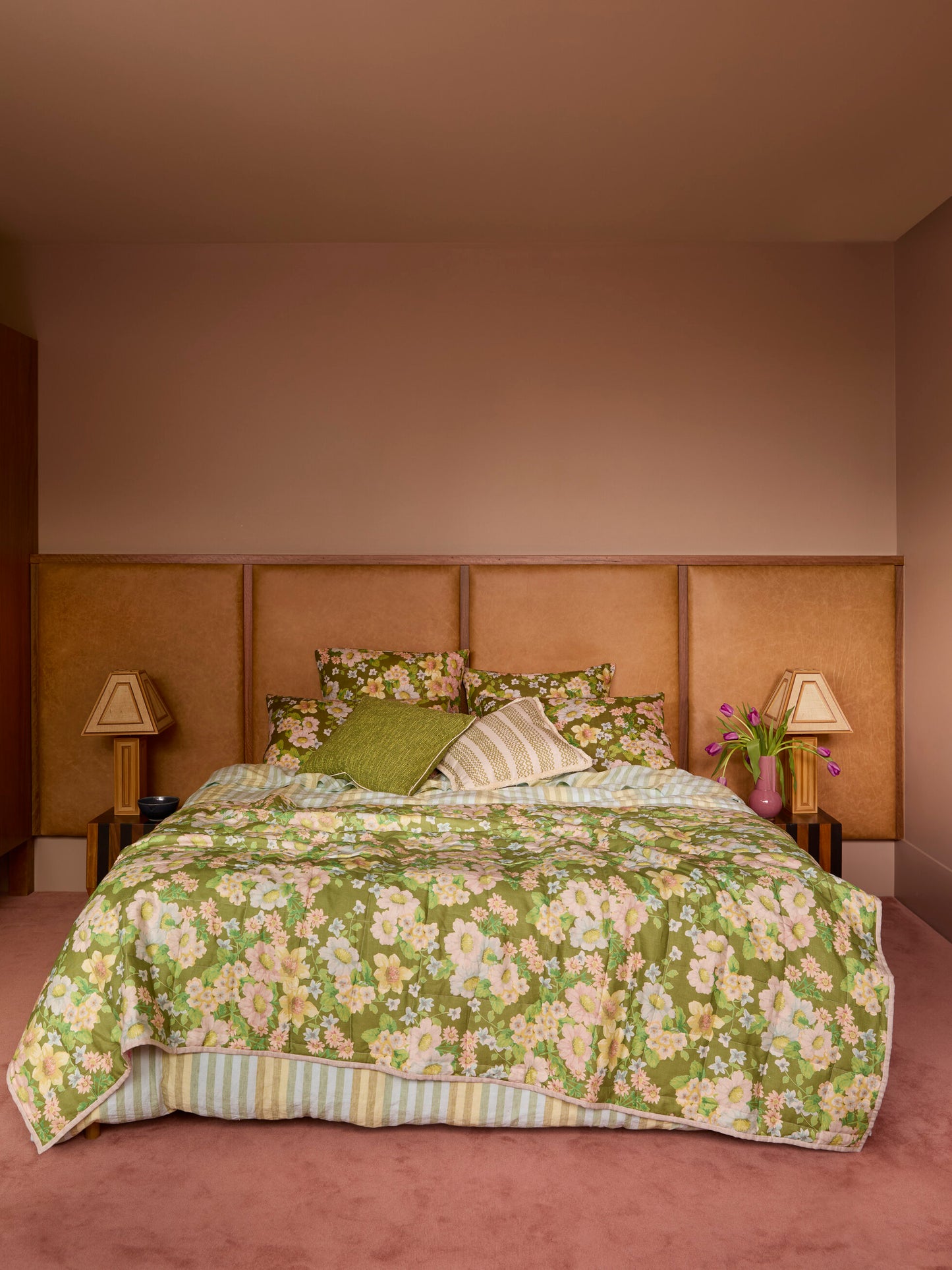 Buttercup Olive Multi Quilted Throw