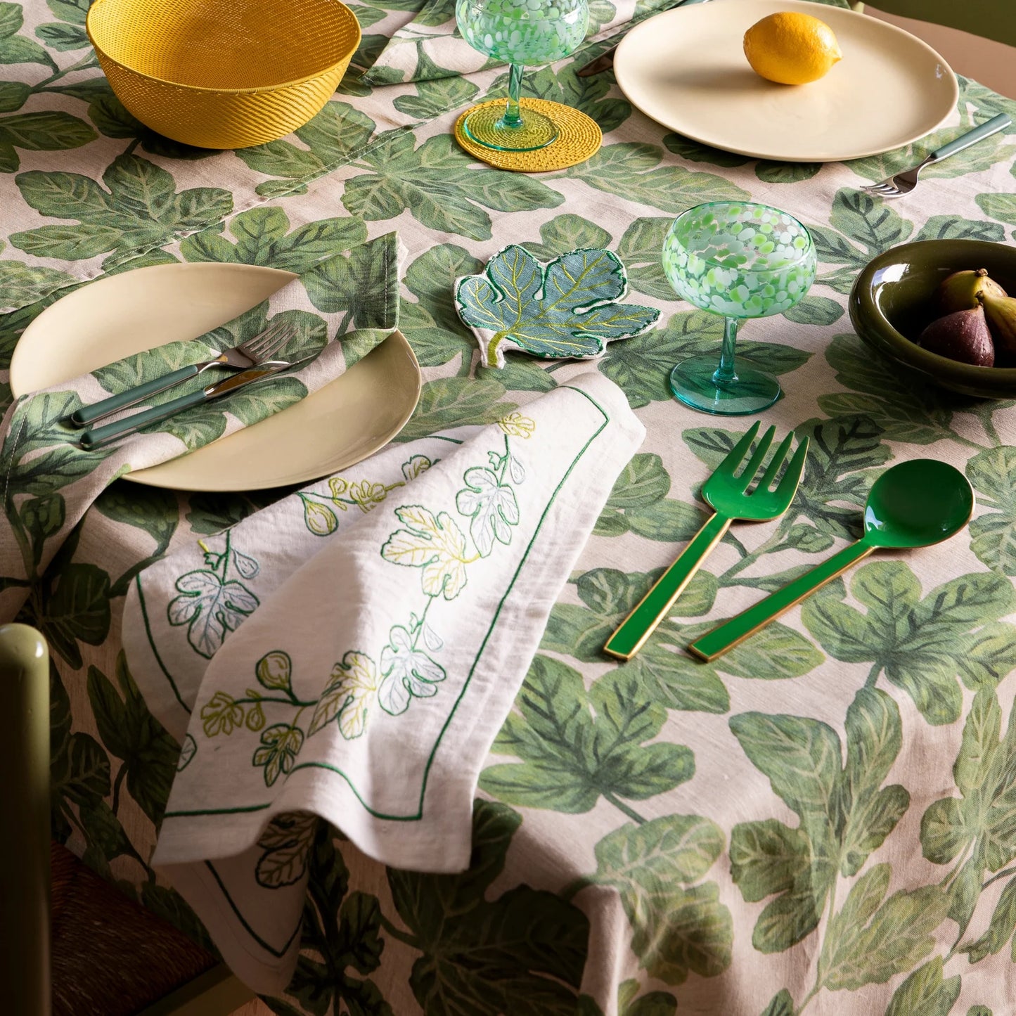 Enamel Emerald Salad Servers (set of 2)