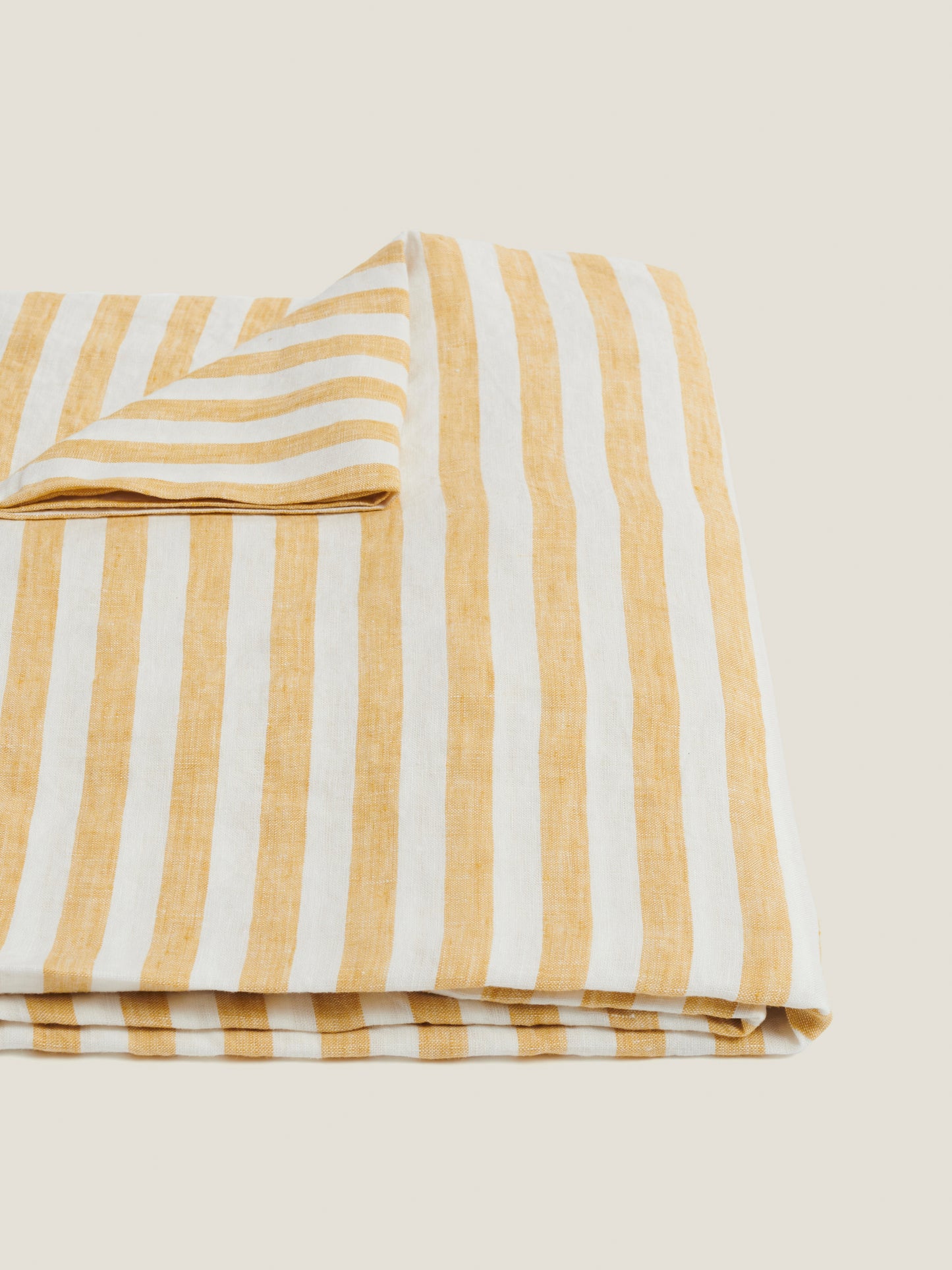 100% Linen Tablecloth in Yellow Stripes