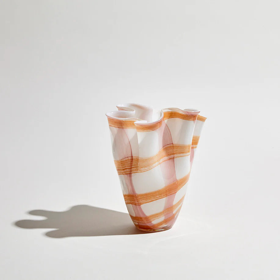 Vivid Check Medium Vase Peach/Pink
