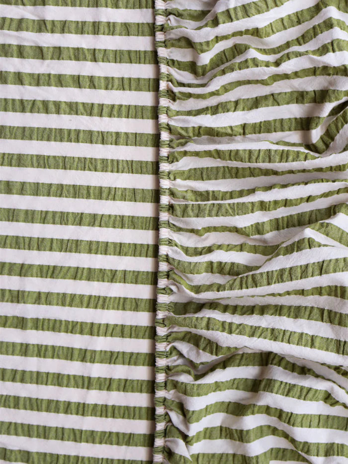 Pistachio Seersucker Fitted Sheet