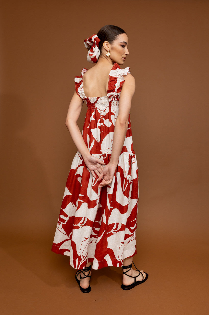 Florence Ruffle Red Print