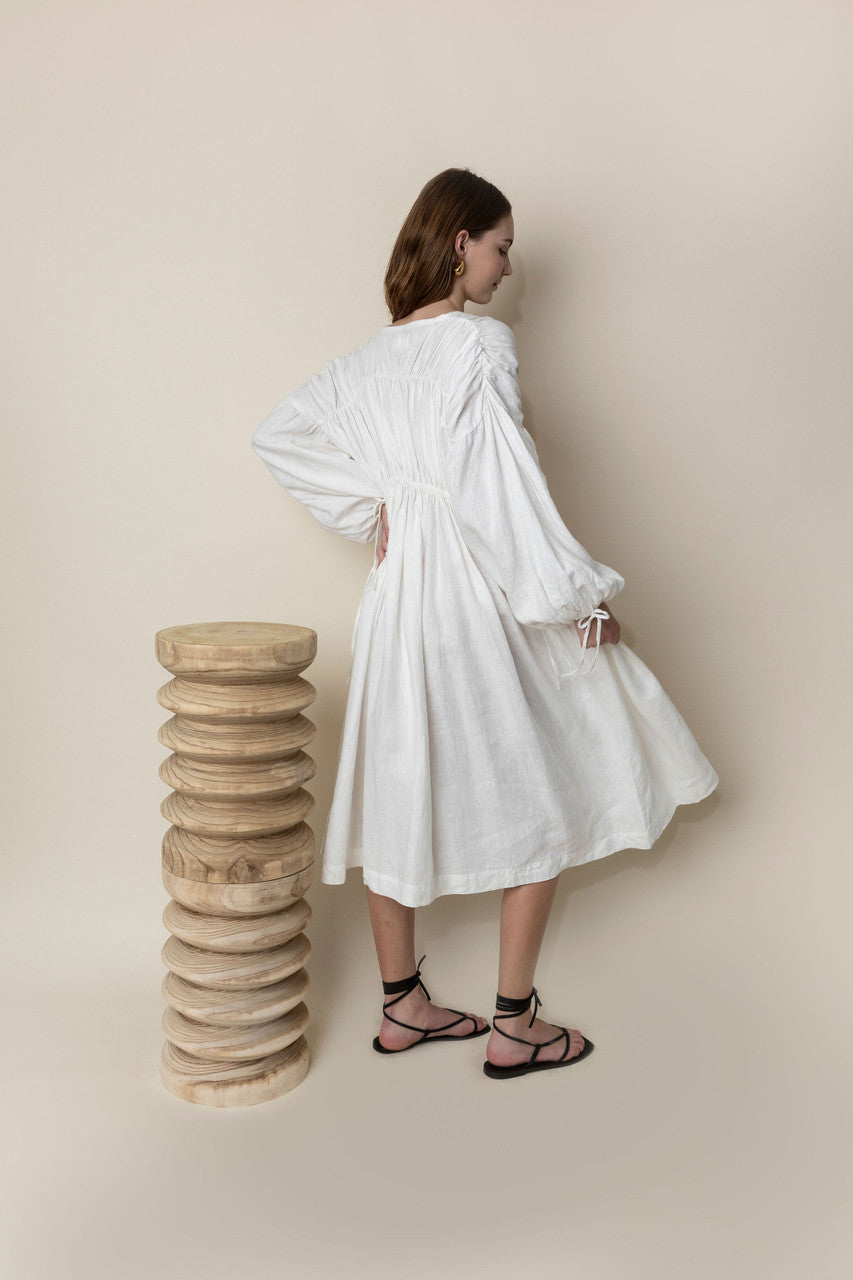 Ruched Linen Dress