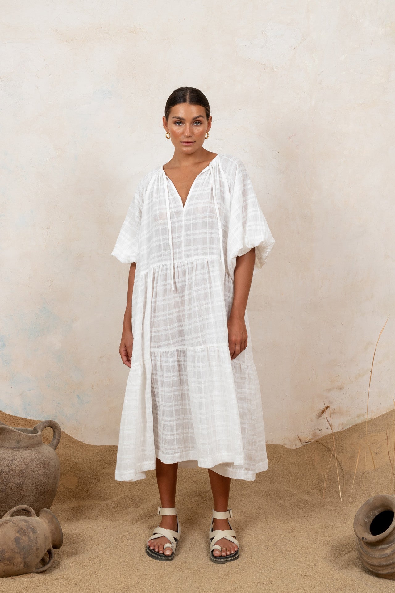Tilly Midi White Checkered