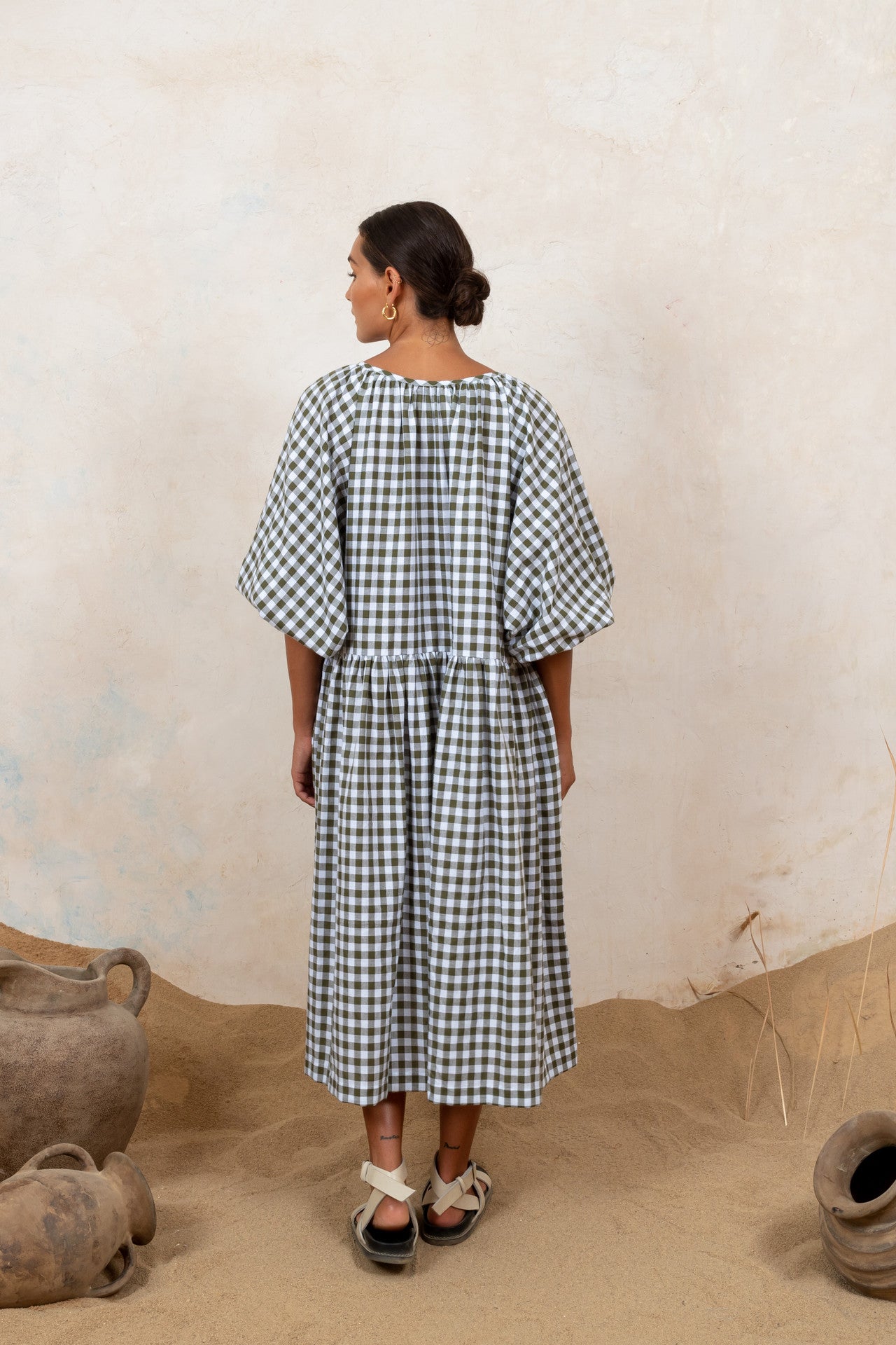 Tilly Midi Khaki Gingham