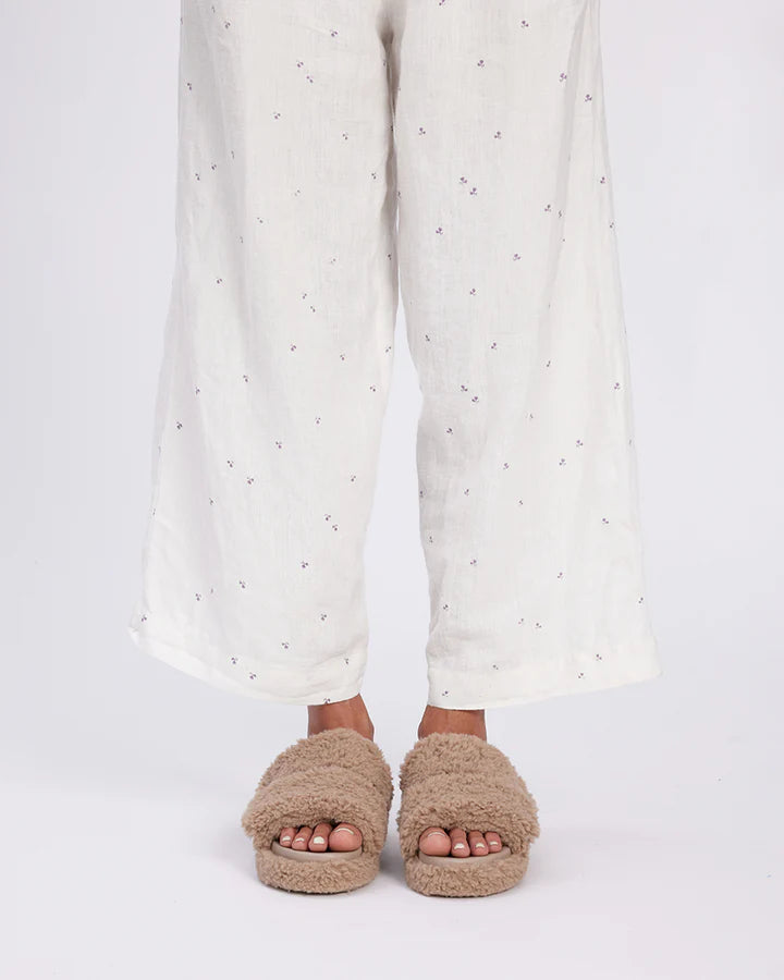 Willow Faux Fur Slides Warm Grey