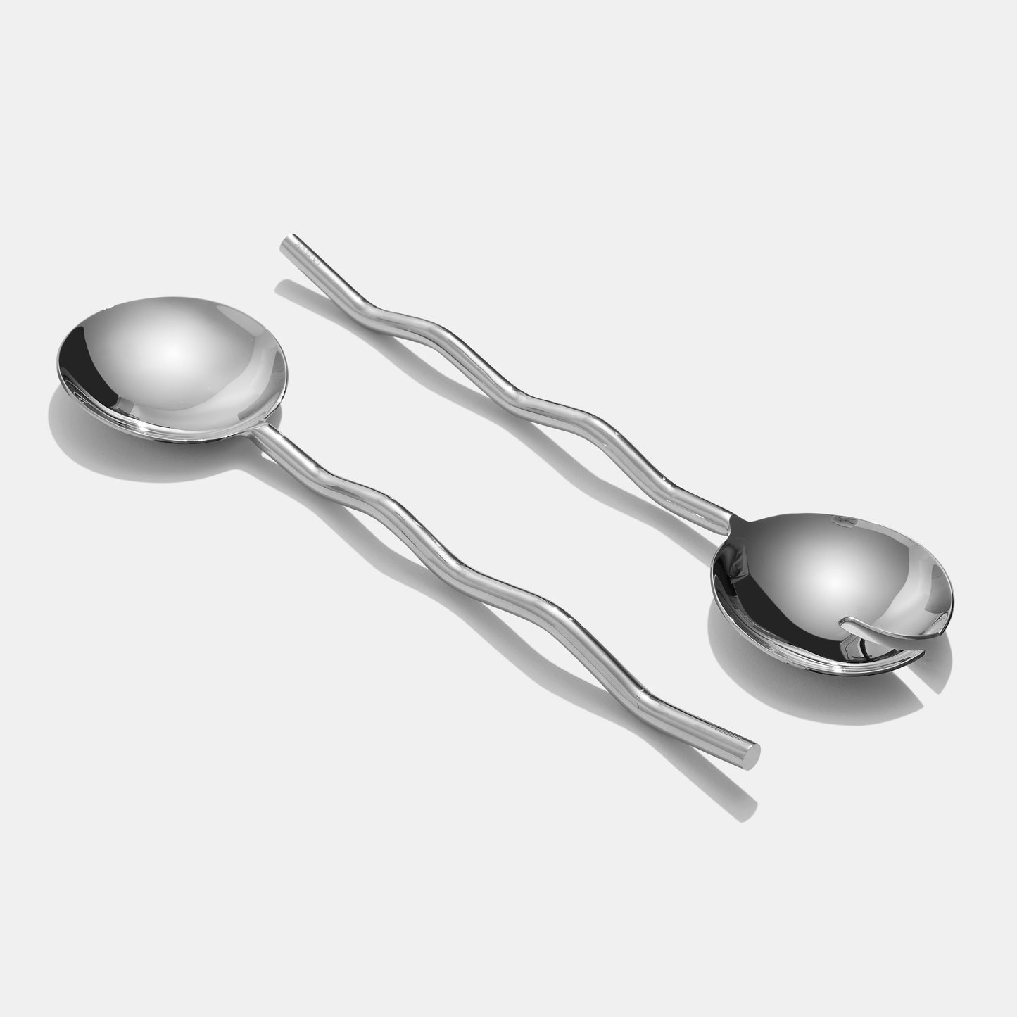 Wave Salad Servers Silver