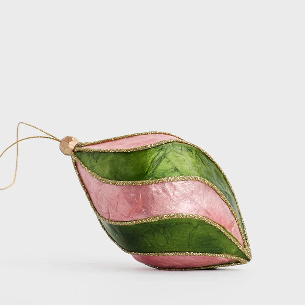 Twirl Handpainted Capiz Decoration Pink & Green